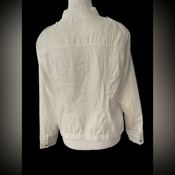 637 - SHORT BIKER MOTO WHITE ZIP JACKET BY ALLEGRA K, MEDIUM - Picture 7 of 9